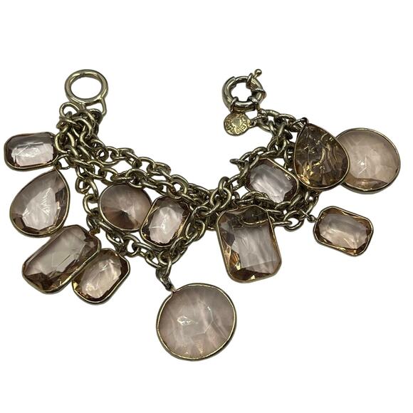 J. Crew Multi-shaped Topaz Faceted Rhinestone Cluster Dangle Bracelet - Picture 2 of 9